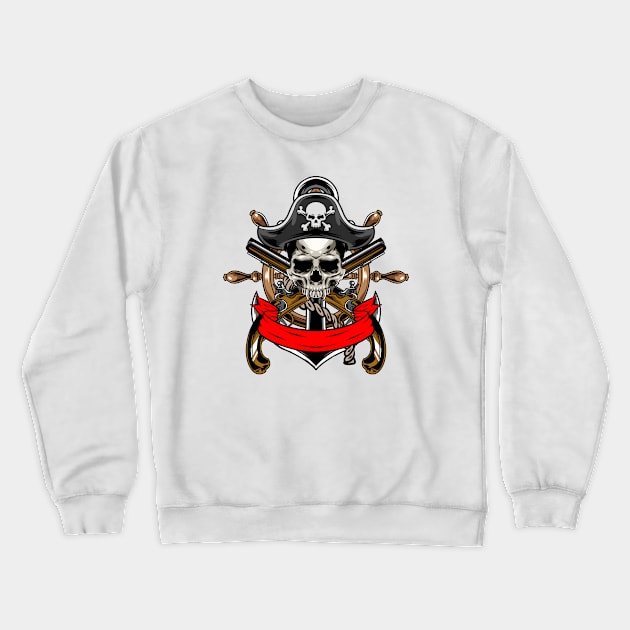 Skull Pirates Guns x Steering Wheel Anchor Crewneck Sweatshirt by Harrisaputra